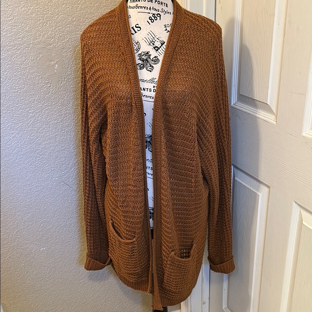 Warm Brown Oversized Cardigan Sweater
